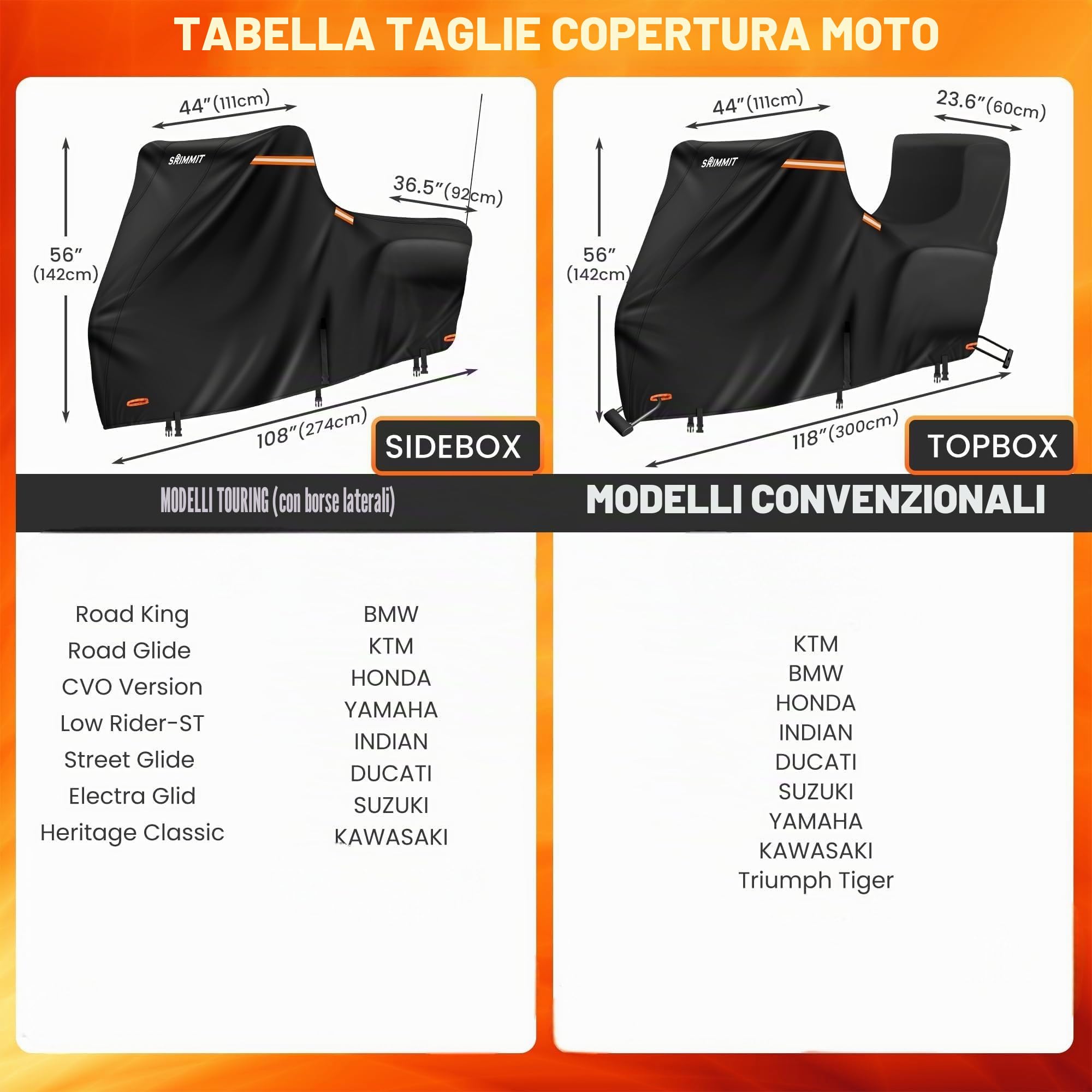 Telo per Moto con Nanomateriale, Resistente e Impermeabile per Uso Esterno, Adatto per Modelli Touring con Valigie Laterali (Side Box)