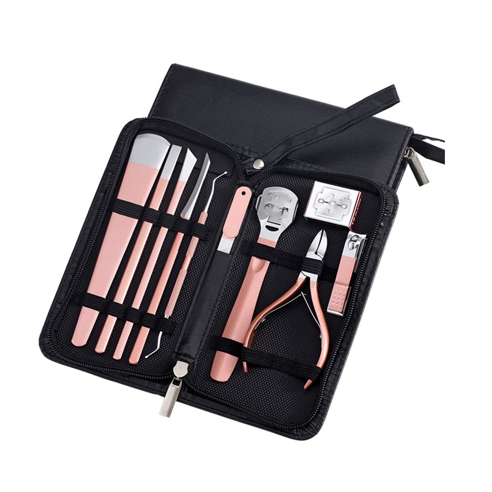 JINGYAN Cortaúñas Conjunto de tijeras pedicura corte uñas profesional gancho águila acero inoxidable Manicura portátil Nail Clipper Herramienta herramientas(Pink)