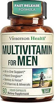 Multivitamin for Men with Bioavailable Vitamins, Minerals, Vitamin D, B12, C, A & Zinc for Energy, Focus and Immune Health – Premium Mens Multivitamins & Multiminerals – 60 Liquid Caps