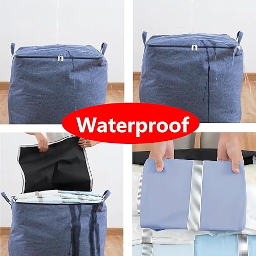 Miniatura 5 de Musbus Paquete de 3 bolsas de almacenamiento para mantas, almacenamiento de ropa, ropa de cama, edredón, cubos Strorage Organizadores de armario