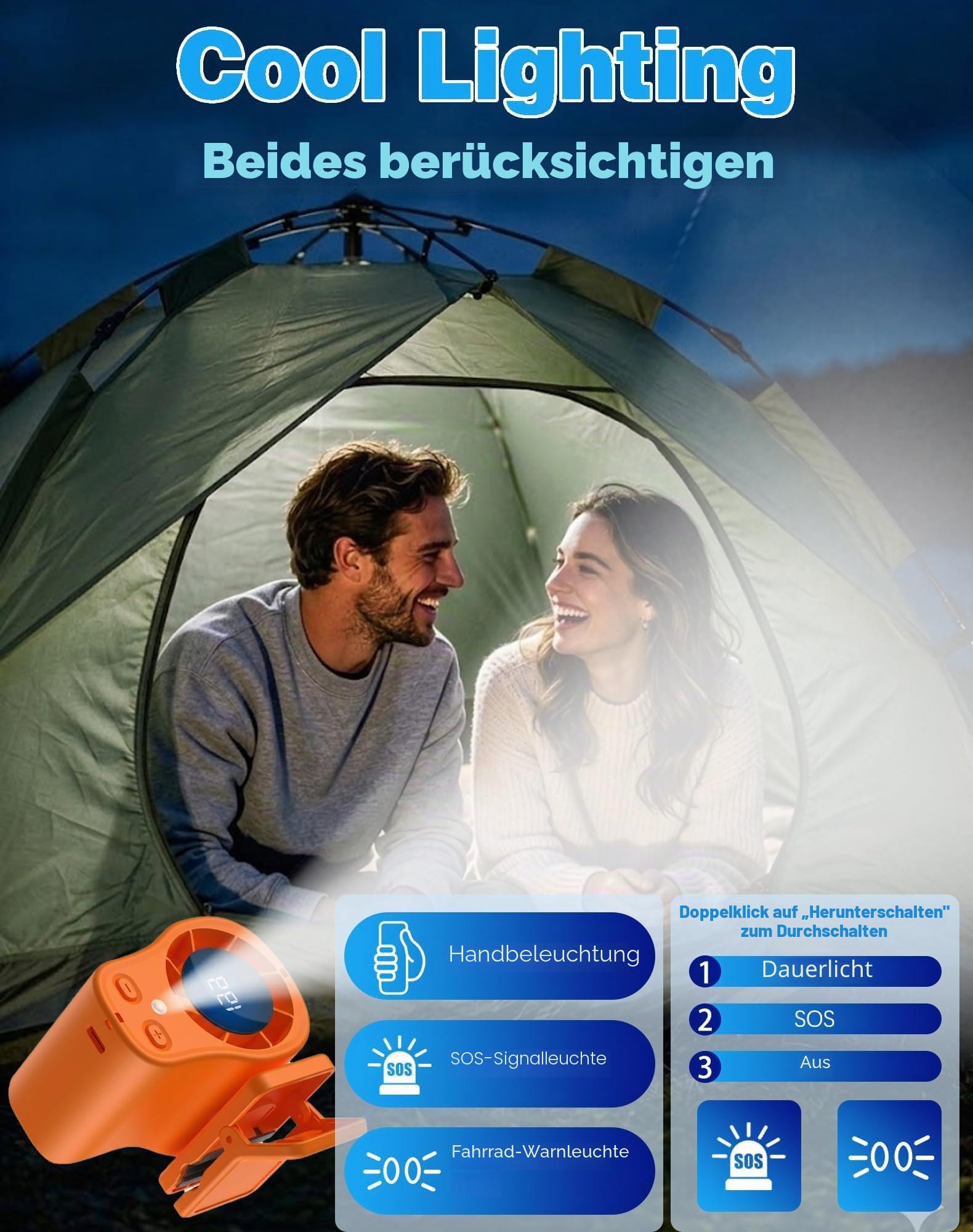 2026 Auto Clip on Klimaanlage Ventilator mit LED Display - 360° Drehung, 199 Geschwindigkeiten & Halbkühlungstechnologie, USB Wiederaufladbarer Persönlicher Ventilator, Freisprechanlage Clip on