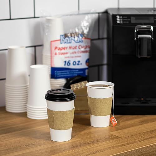 Miniatura 2 de Karat Vaso desechable de 16 onzas, paquete de 250, perfecto para llevar bebidas y fiestas, resistente, resistente al calor (taza de 16 onzas + tapa