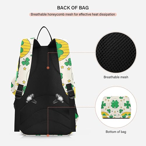 Miniatura 4 de Mochila de tenis para bádminton, ligera, trébol de San Patricio, estrellas verdes, 2 raquetas, bolsa acolchada para raqueta de tenis para mujeres,