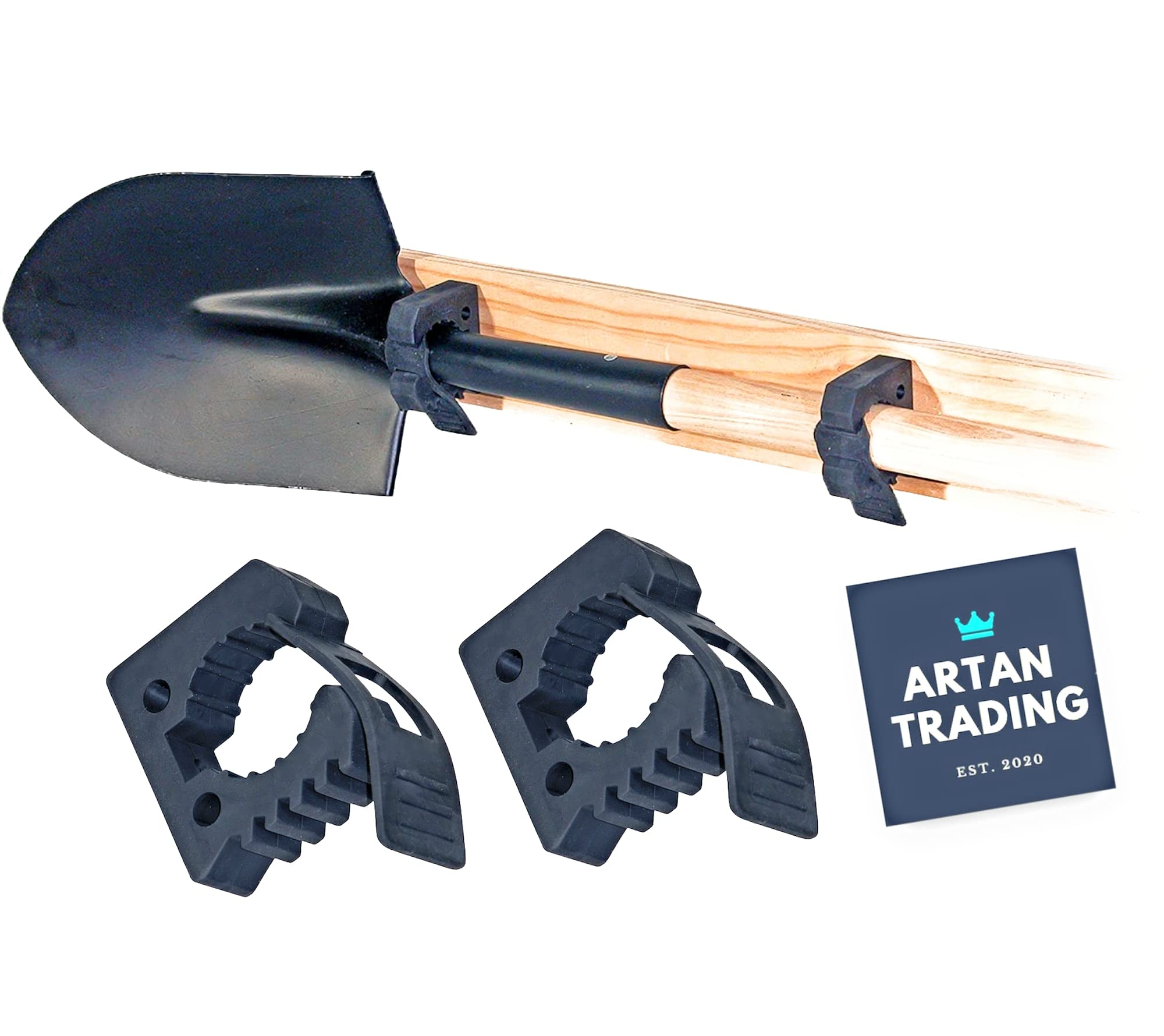 Rubber mounting clamp(MINI) for off-road vehicles and utility.2pcs. 4x4 torch or spade mount. Broom mount. Axe mount.