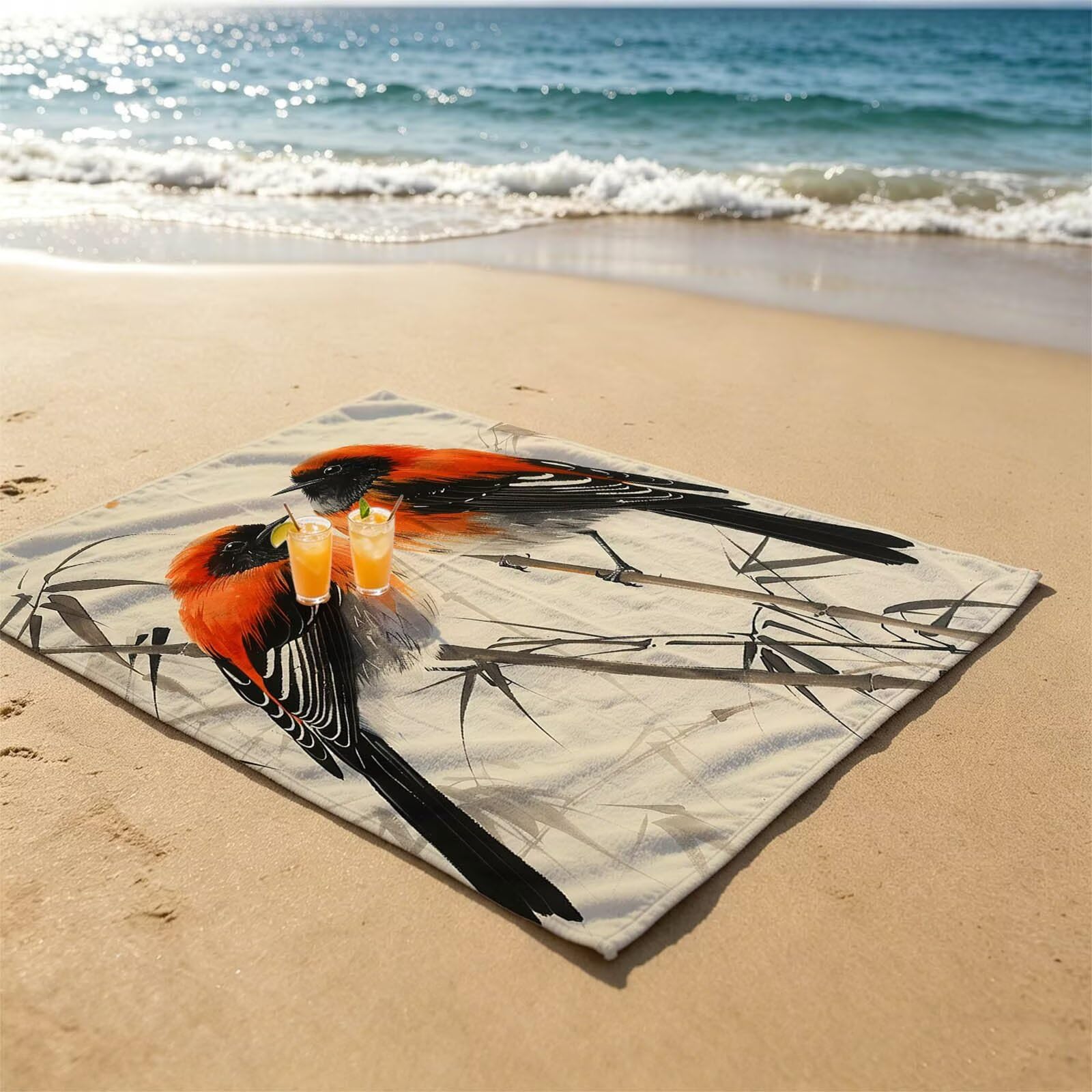 Pájaro Toalla Playa 160x220 Resistente a la arena Secado rápido Ligero, Toalla Playa Grande 220 x 160cm Suave Cómodo como Gym Yoga Sauna Toallas Baño Grandes Exterior Travel Essentials Animal XTLS7877
