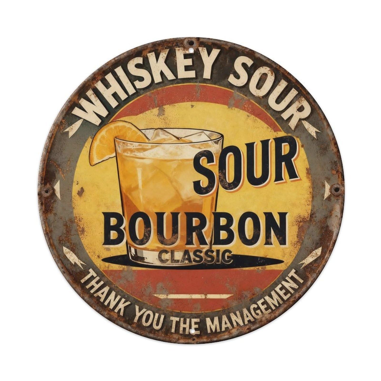 Whiskey Sour Bourbon Classic Metal Tin Sign Plaque