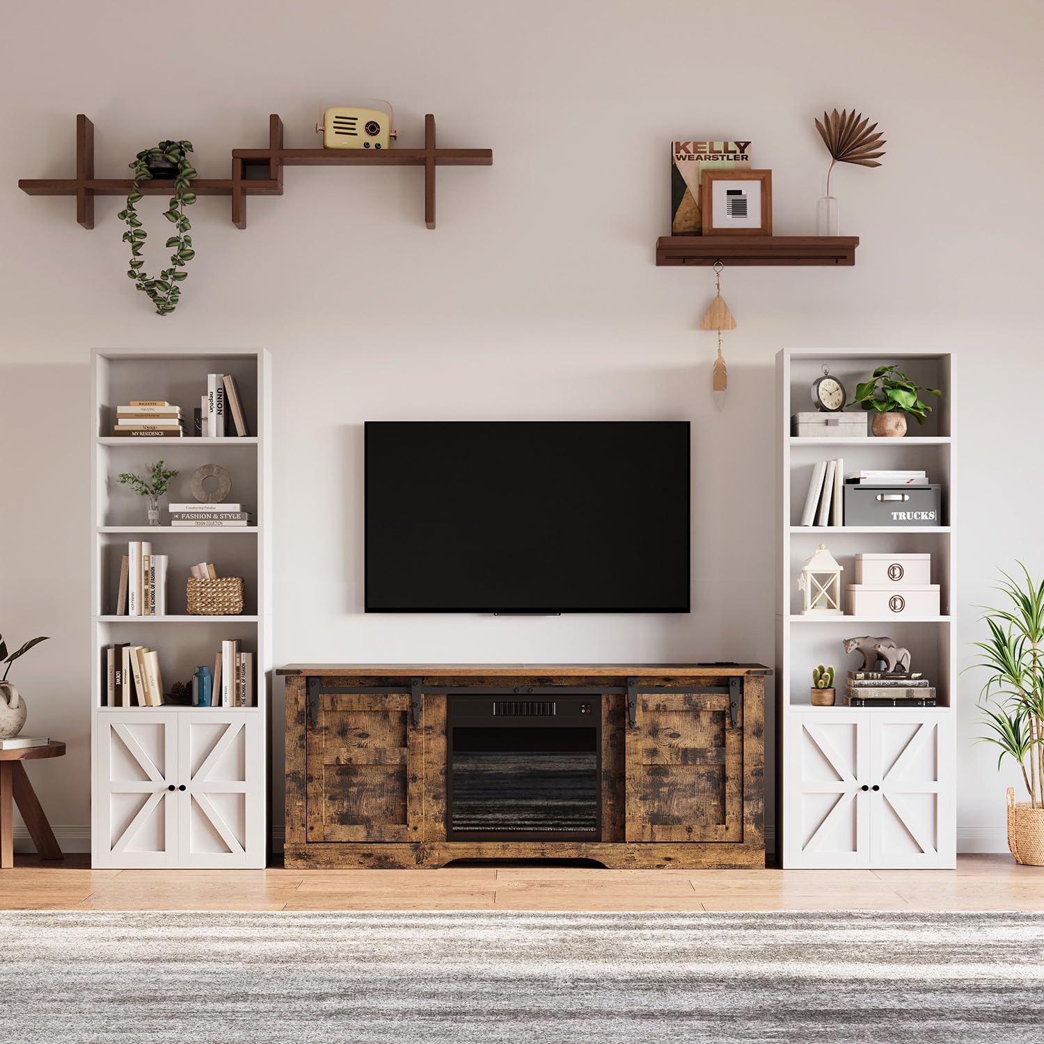 Amazon.com: MXV 6-Tier Bookshelf and Bookcase Set of 2, Wooden