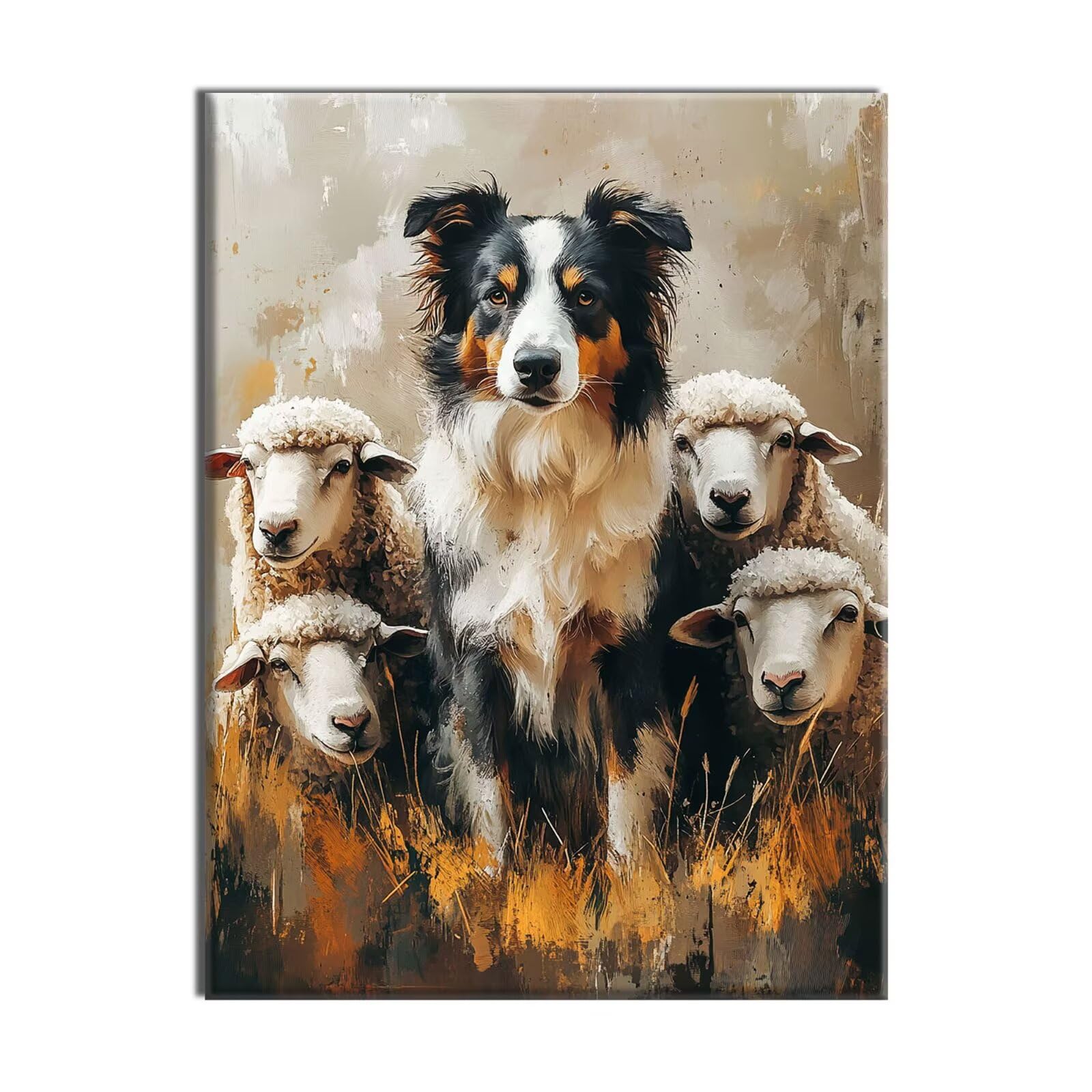 Diamond Painting Chien Mouton Mosaique Loisir Creatif Kit, Diy Diamond Point de Croix Broderie, Cristal Art Kit Peinture Diamant, Automne Halloween Decoration Murale, Cadeau de Noel 60x80cm W-l-164