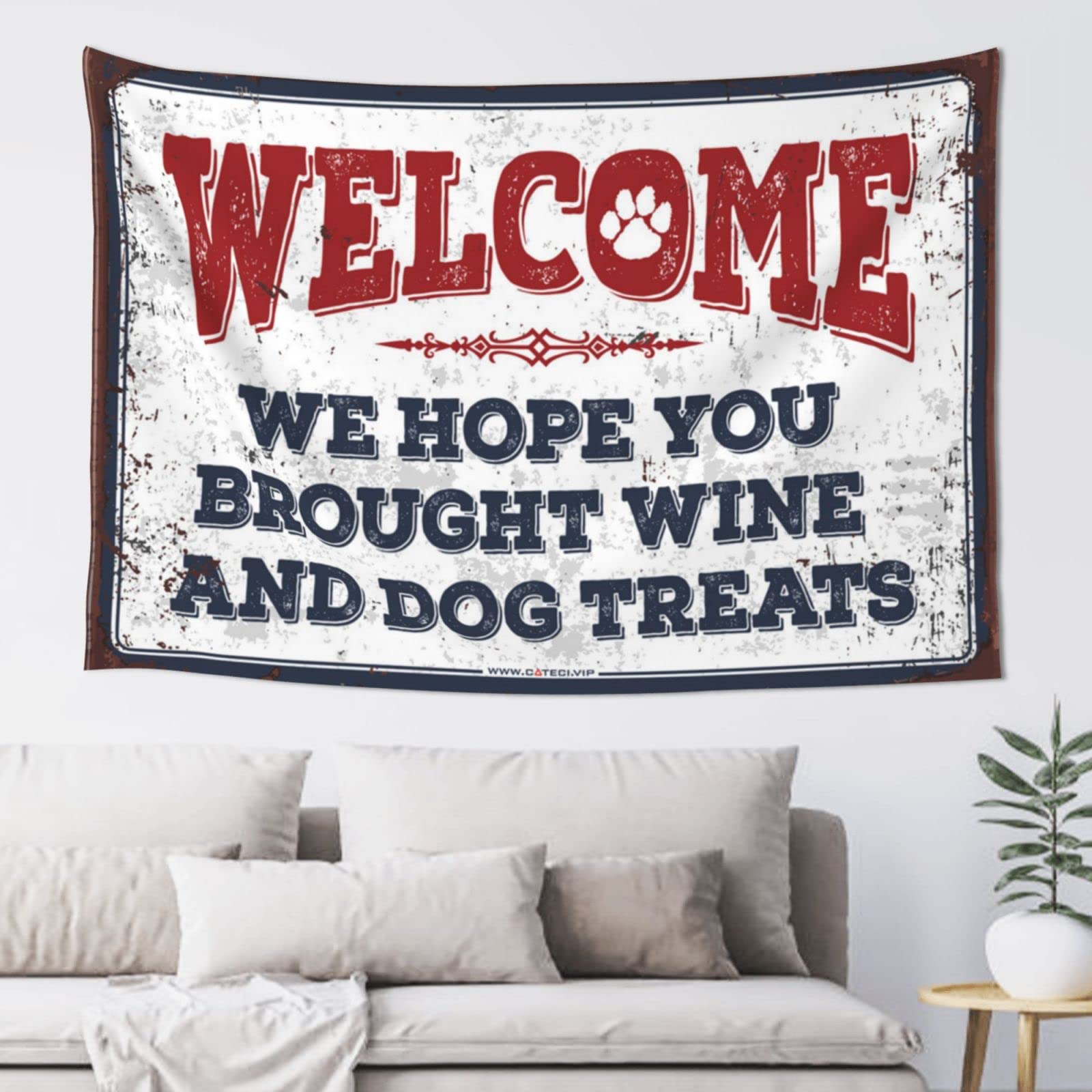 Dsocuiubos Bar Decor for Home We Hope You Brought Wine and Dog Treats Tapestry Funny Sogns Dorm Wall Decorations (Size : 75X100CM)