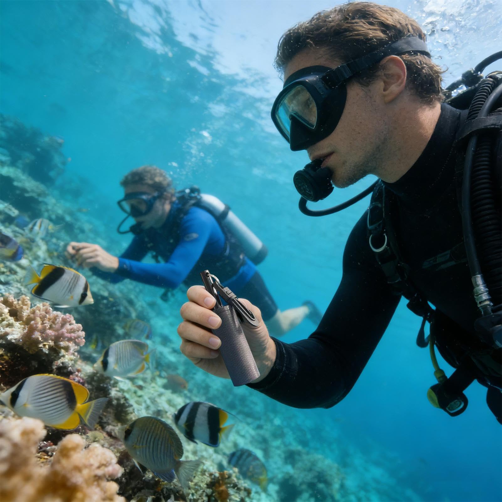 Tauchsicherheitsstab, tragbarer Klopfsignalsonde, Kommunikationstauchstab mit Haken, für Taucher, Surfen, Unterwasser, niedrige Sichtbarkeit, komplexe Gewässer, Tiefsee-Höhlen, Rettungstraining