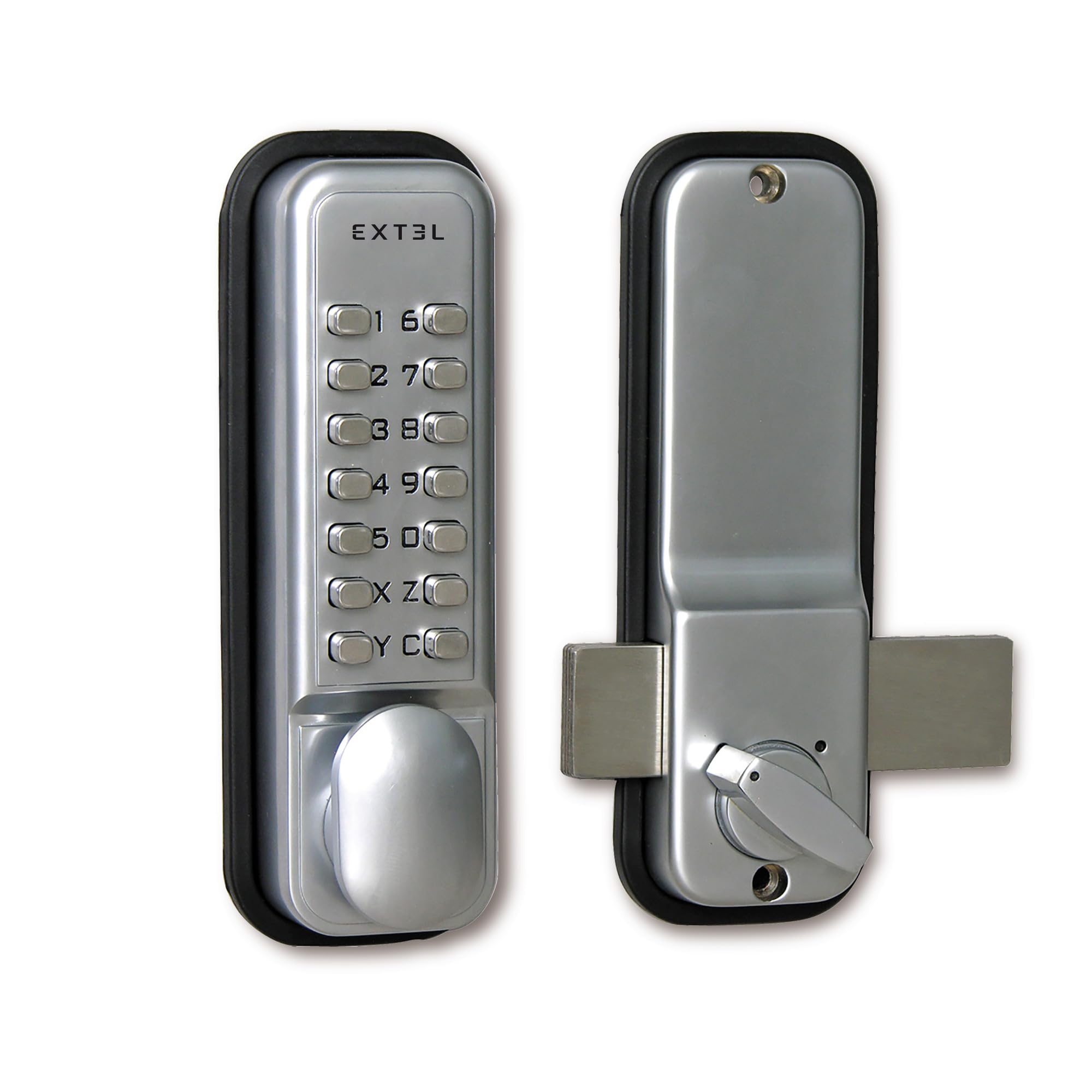 Extel Weca Serrure Mécanique à Code pour Porte Intérieure, Argent | Sans pile, mécanique, métal, réversible, intérieur, code 4-6 chiffres, épaisseur 35-60mm, passage libre, bureau, chambre