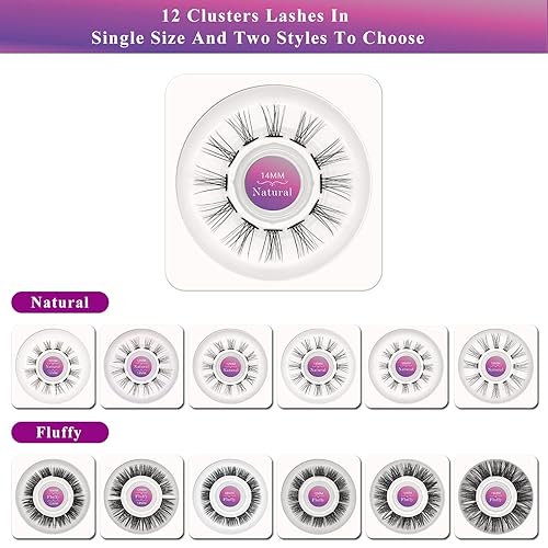 Miniatura 9 de Extensiones de pestañas para bricolaje 0.07-D, rizo D de 0.394 pulgadas, esponjosas, longitud individual, 12 racimos, suaves, tenues, ligeras,