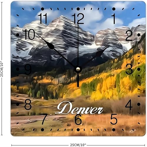 Miniatura 2 de Reloj de pared colgante de PVC Denver Reloj de pared con paisaje de ciudad, decoración de pared de 10 pulgadas, cuadrado de Parque Nacional,