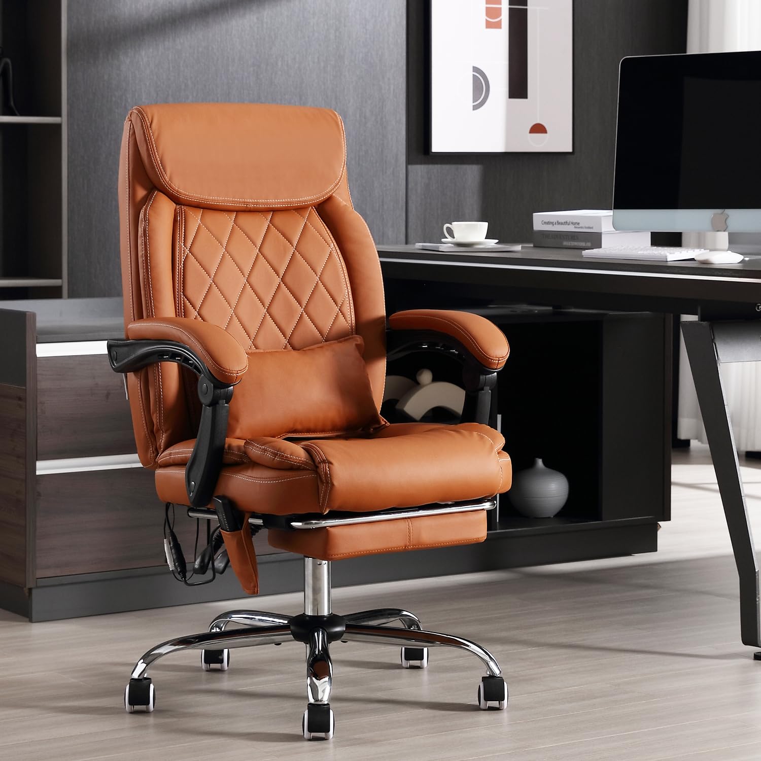 Bowthy Kneading Heated Massage Reclining Leather Office Chair With