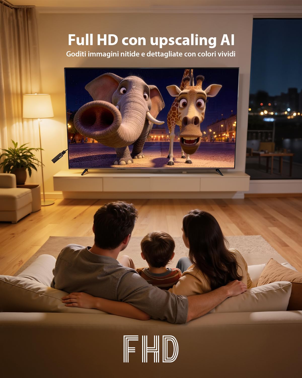 STRONG LEAP-UNA+ TV Stick con Android 14, 8GB Memoria, HDR10+, HLG, Controllo Vocale, Bluetooth 5, Dispositivo di Streaming per Aggiornamento FHD Smart TV
