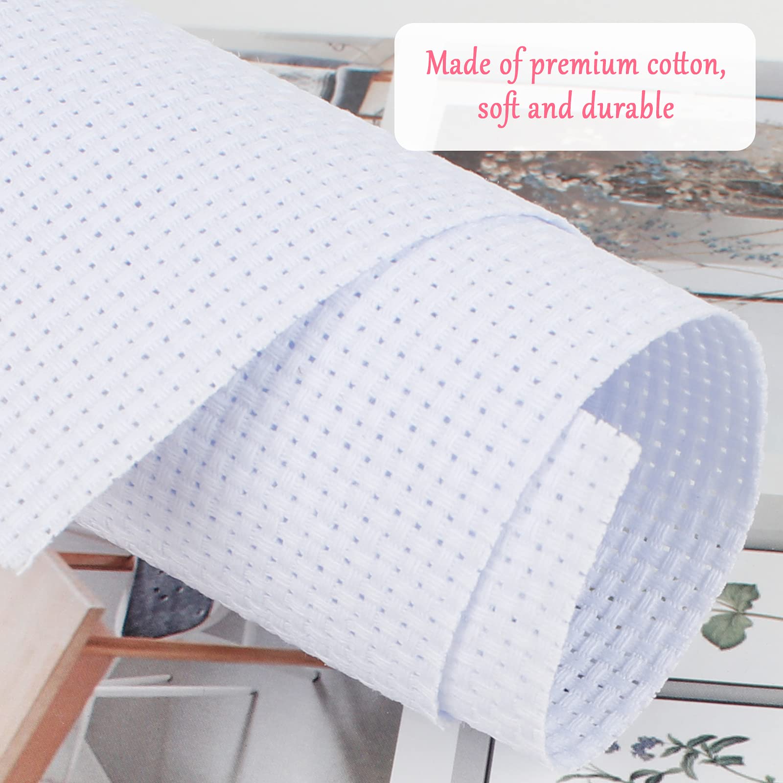 Lot De 10 Carrés De Tissu Aida 30x30 Cm - Coton Blanc Pour Point De Croix, Broderie Et Travaux Manuels