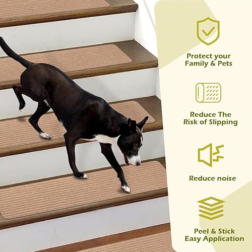 Miniatura 12 de Alfombra antideslizante para peldaños de 30 x 30 pulgadas, alfombra de aterrizaje a juego, antideslizante, resistente al deslizamiento, color negro