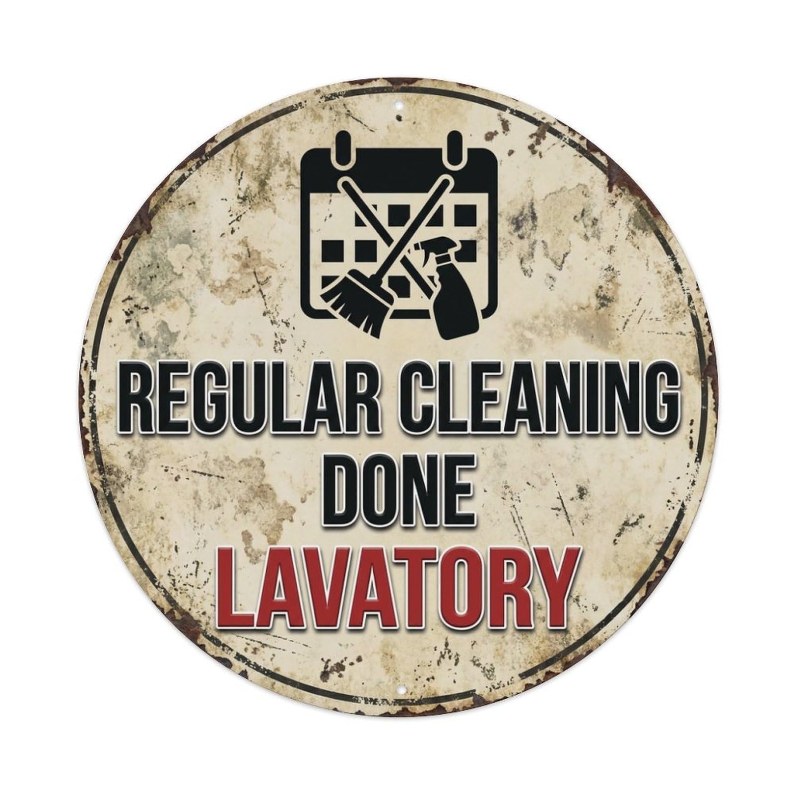 Metal Tin Sign Regular Cleaning Done Lavatory Warning Sign