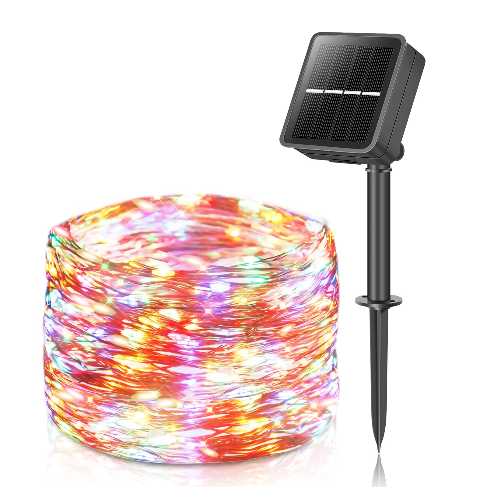 Luces Solares Para Exteriores, 12 + 2 M 120 Luces Led Para Exteriores, Impermeables, 8 Modos De IluminacióN, Luces Para Balcones, Decoraciones De JardíN, Terrazas, Bodas, Luces NavideñAs (Coloridas)