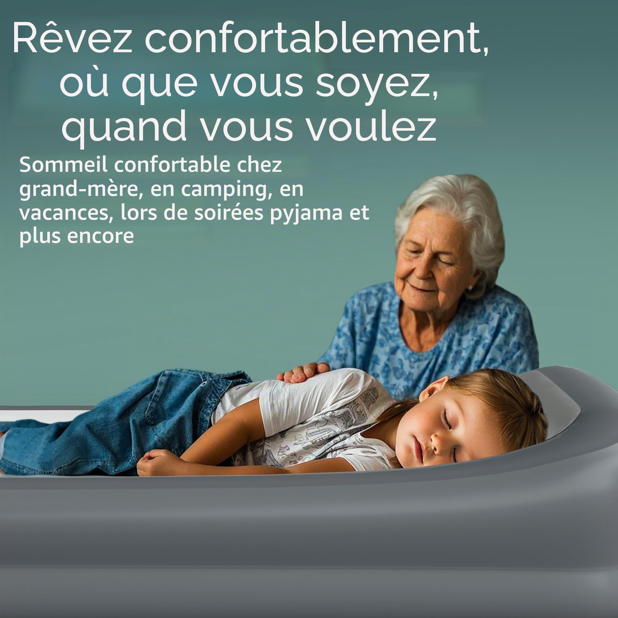 GloTika Matelas gonflable portable Lit de voyage pour tout-petit Avec pare-chocs de sécurité Idéal pour voyages et utilisation à la maison
