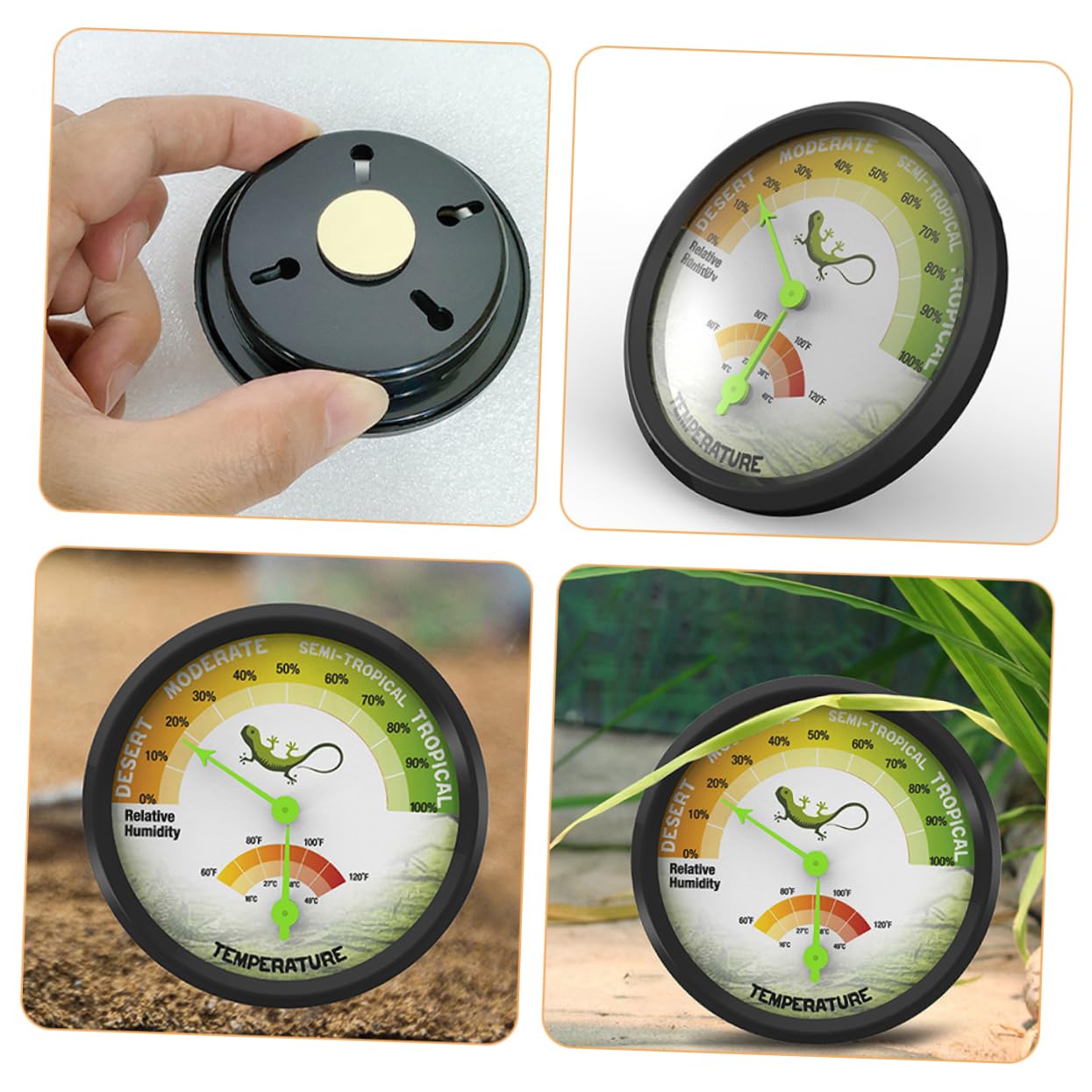 Abaodam Reptile Thermometer Dual Hygrothermograph Mini Thermohygrometer for Aquariums Temperature Humidity Meter