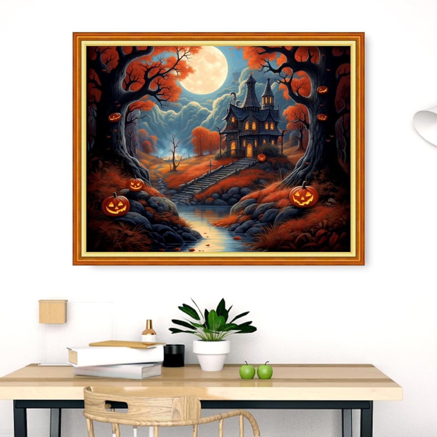 Dimensean Stamped Cross Stitch Kits Full Range of Embroidery Patterns Starter Kits for Beginners Adult DIY Cross Stitches Needlepoint Kits 11CT-Moon Magic House 16x20 inch