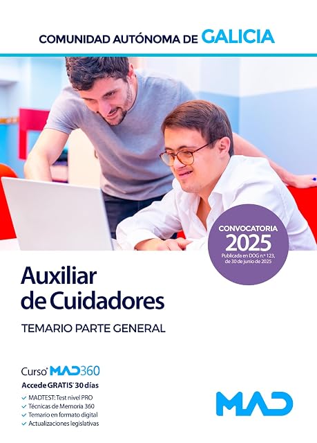 Portada de Auxiliar de Cuidadores. Temario Parte General Comunidad Autónoma de Ga