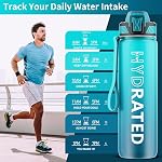 QLUR Bouteille d'eau avec paille, 32oz Bouteille d'eau motivation sportive avec marquages de temps à boire & Porte une sangle & Brosse propre, 1L, Tritan, BPA Gratuit. LeakProof pour les femmes Gym Fitness Outdoor (1 Boîte)