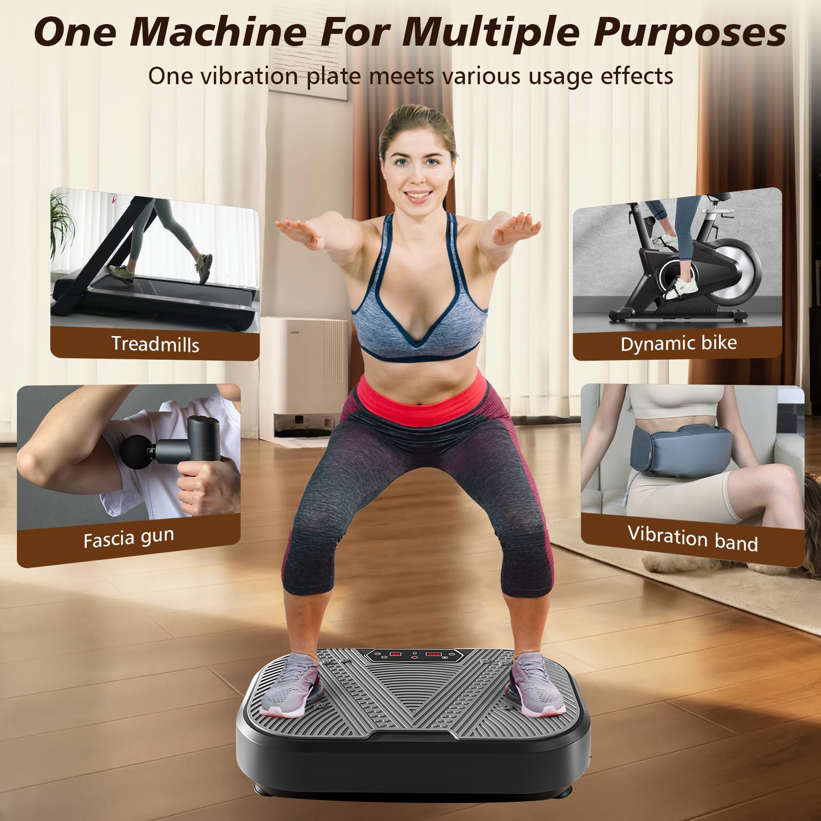 Plateforme vibrante, Plateforme vibrante puissante, Appareils de fitness pour la maison, 120 niveaux d'ajustement d'amplitude, 10 modes de sport, Pour l'entraînement de tout le corps, développement