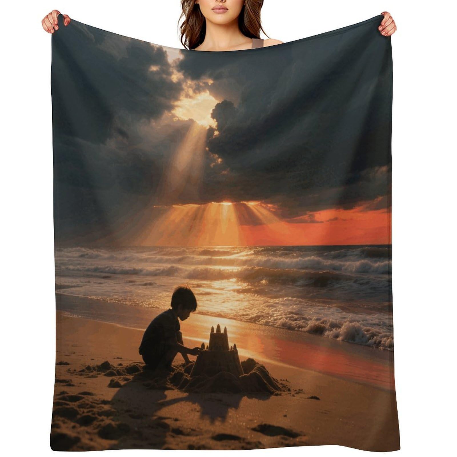 Sea Sunset Blankets Exquisite Luxury Flannel Throw Blanket Anti-Fading Thick Blanket for Sofa&Bed Blankets Ultra-Soft Bath Towels for Adult 50"x60"