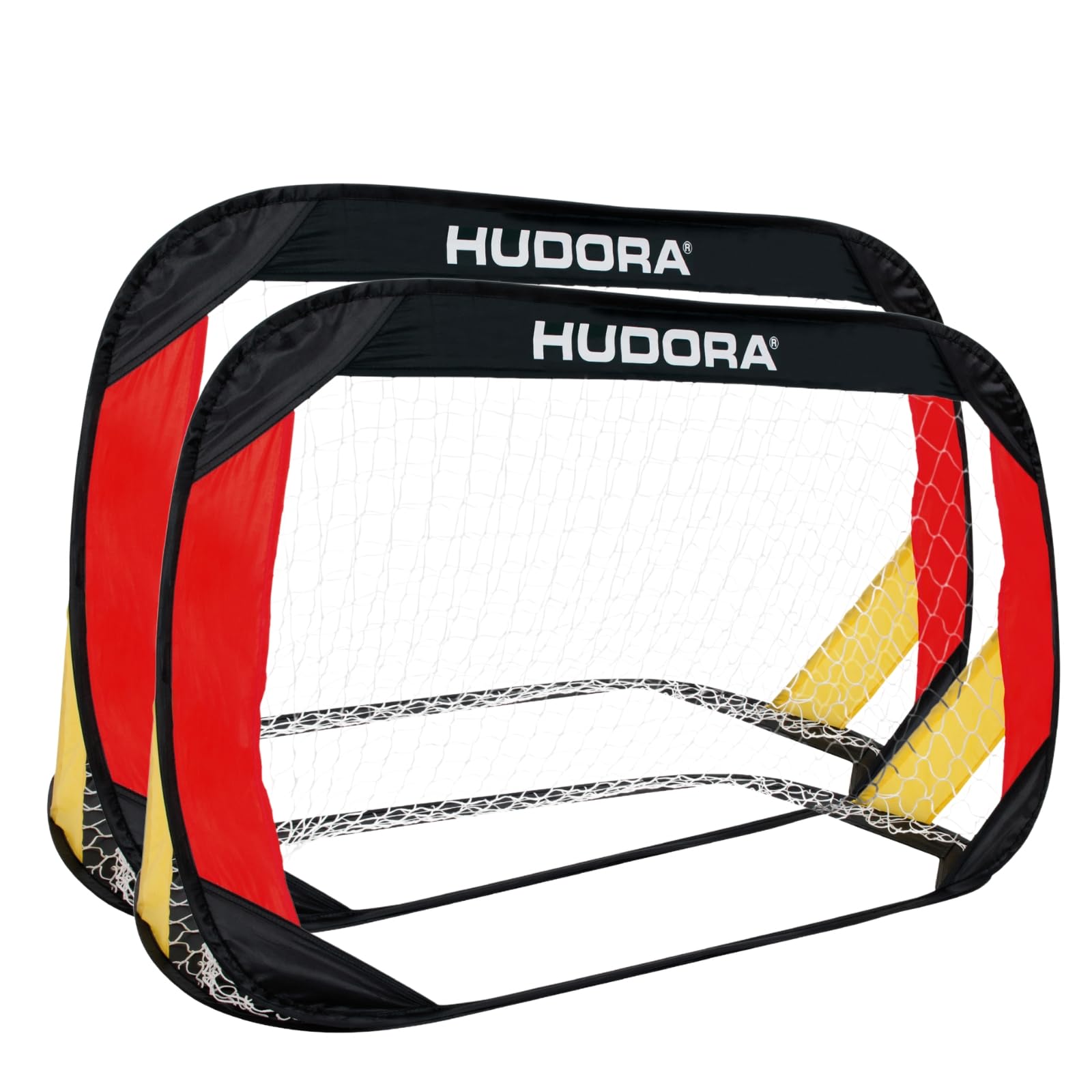 HUDORA Conjunto De 2 Porterías De Fútbol Plegables I Set de Porterías de Fútbol Plegables para Niños y Adultos I con Bolsa de Transporte & Estacas I para Jardín, Parque & Playa