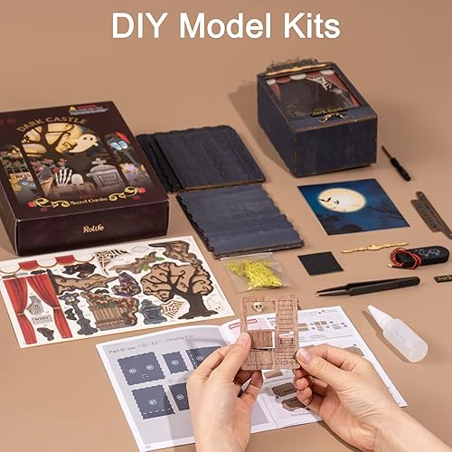 Miniatura 7 de Rolife Kits de manualidades para adultos y adolescentes, kit de casa en miniatura de 7 pulgadas con LED, kit de diorama de rincón de libros, regalos