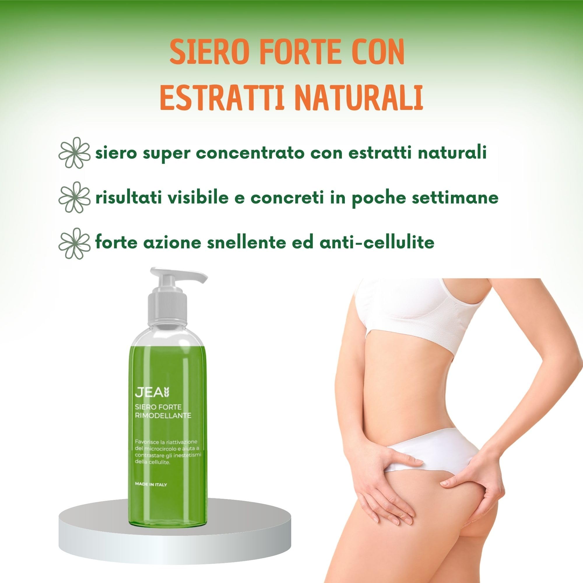 JEA Siero Forte Rimodellante con Esosomi Vegetali, per il Corpo, Snellente e Anticellulite - Con Caffeina, Carnitina, Coenzima A, Fosfatidilcolina - Texture Leggera, 200 ml