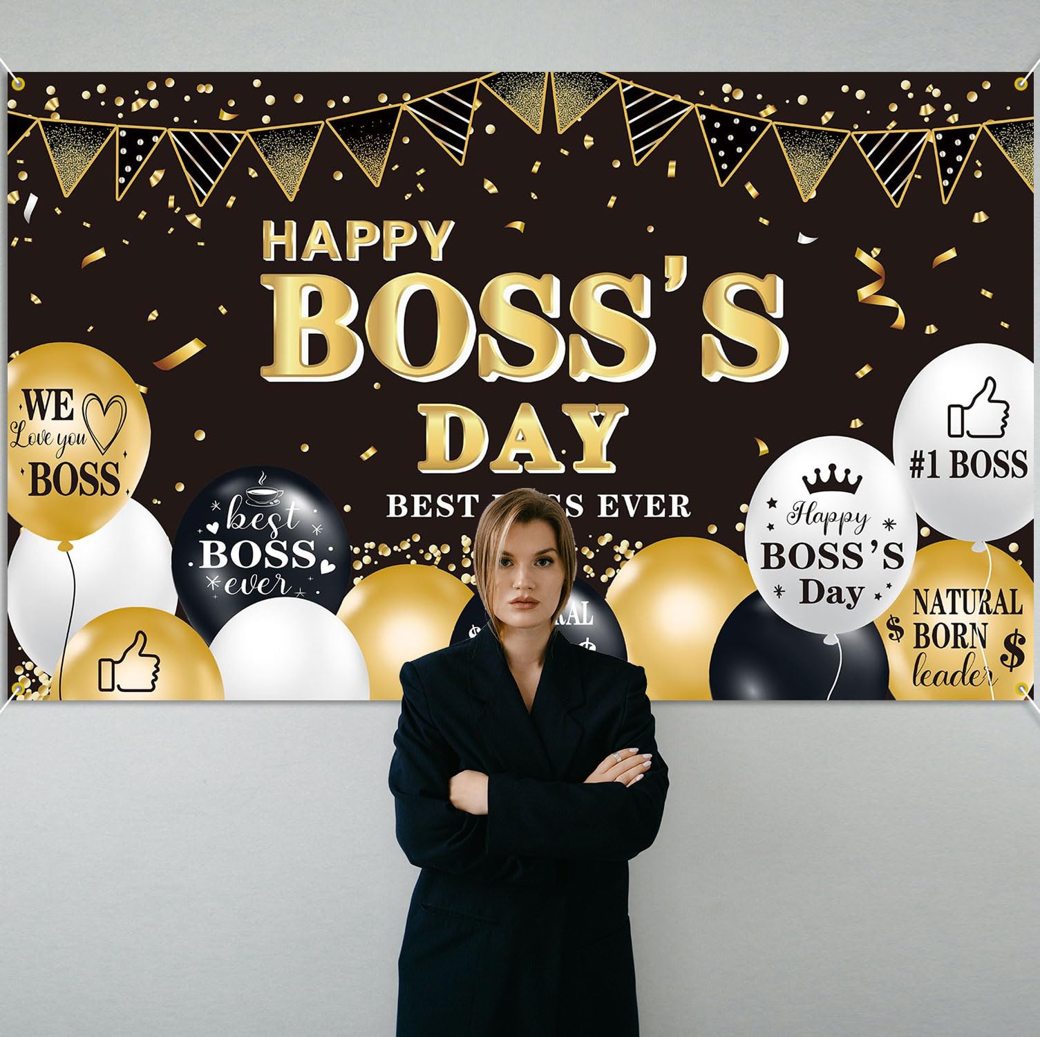 5.9x3.6ft Boss Day Decorations Banner Happy Boss Day Backdrop Boss's Day Banner Boss Lady Decor Happy Boss Day Photography Background For Office