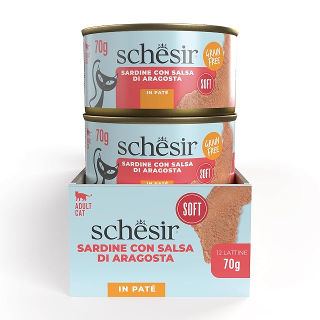 Foto 3 de 4 de Schesir, Paté de Sardinas con Salsa de Langosta, Alimento Húmedo Complementario para Gatos, Receta Original