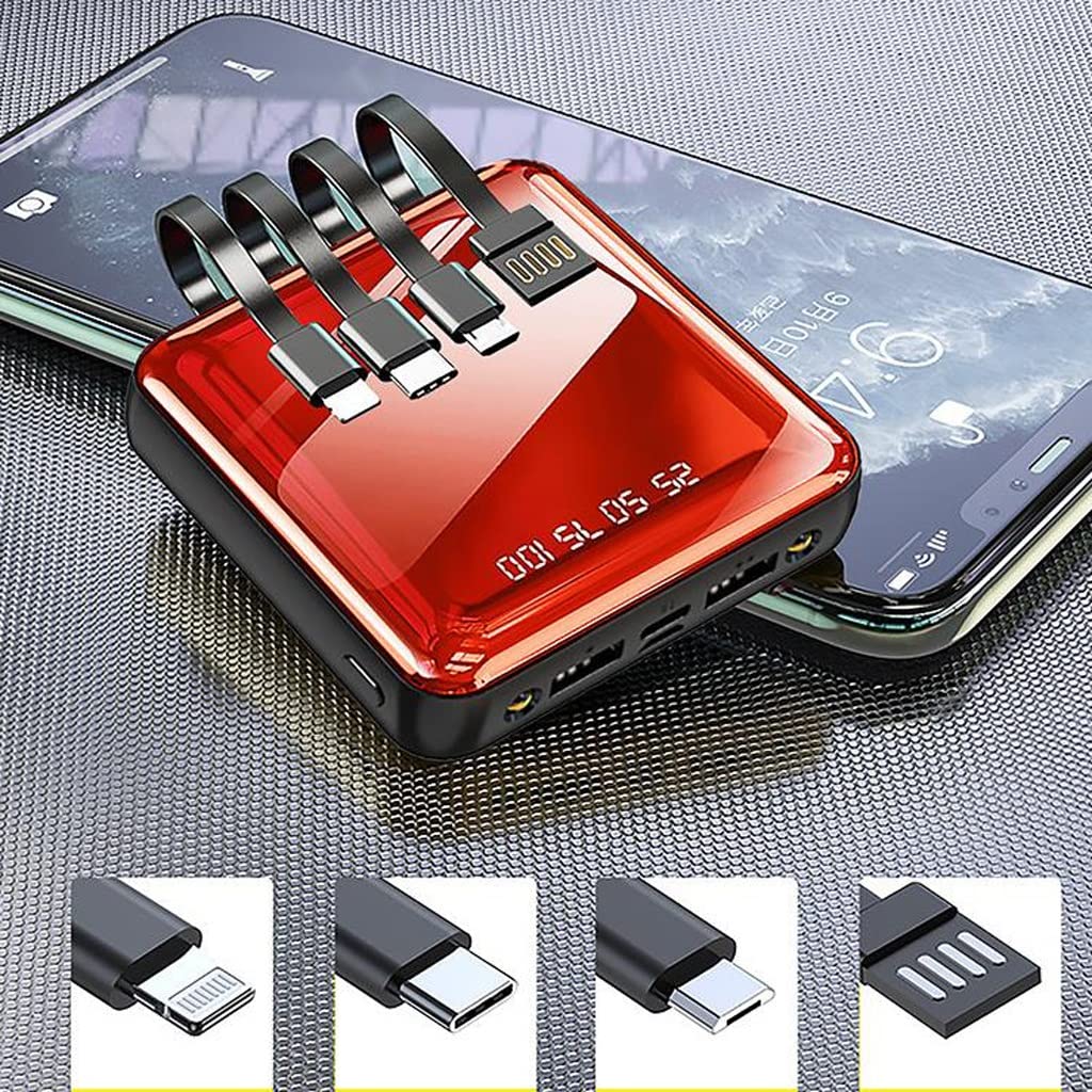 JJJ Mini szybkie ładowanie jest dostarczane z Line Sharing Power Bank 20 000 mAh światło i przenośny powerbank o dużej pojemności (kolor: czerwony, rozmiar: 10 000 mAh)