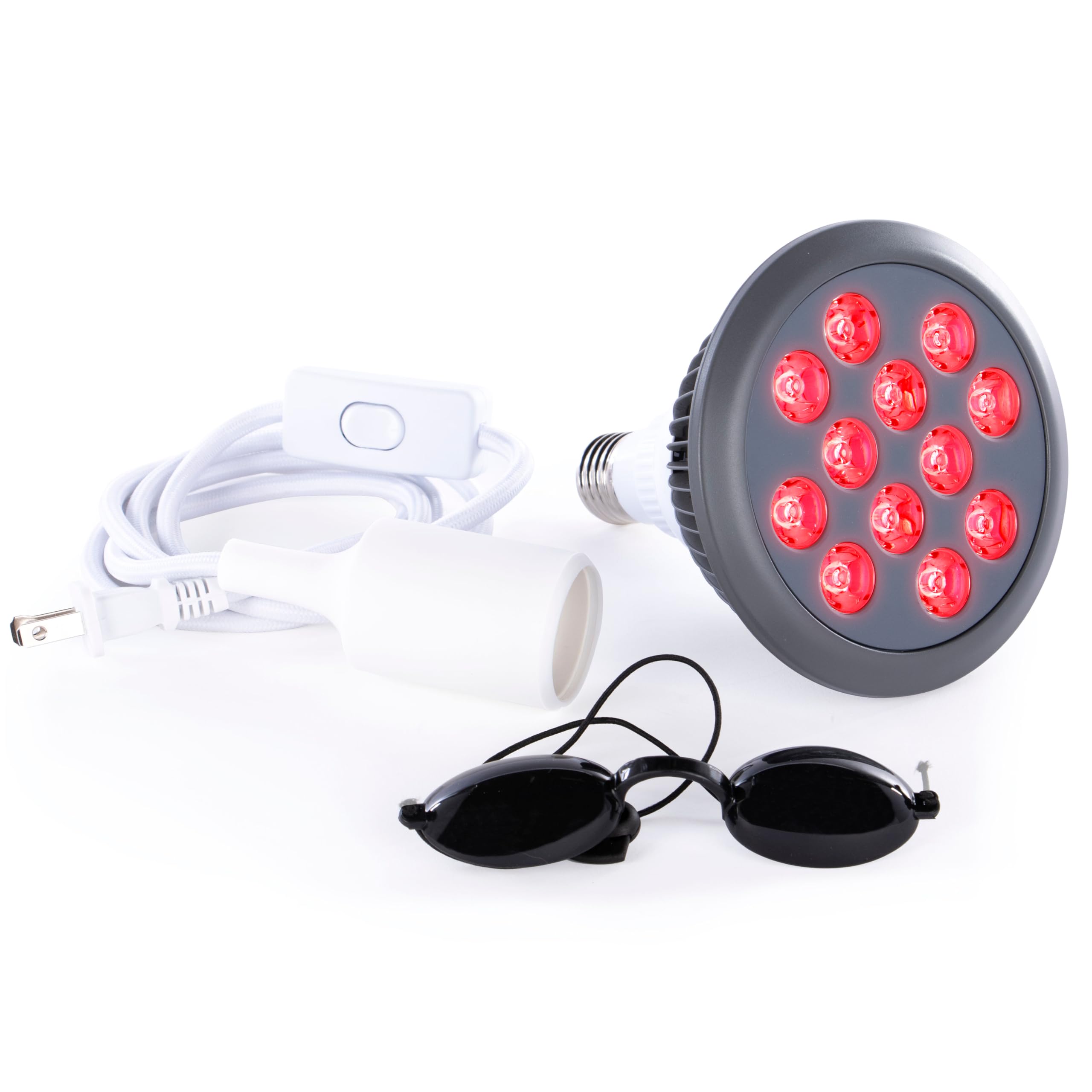 hooga Red Light Therapy by with Power Cord. Red 660nm Near Infrared 850nm 12 LEDs. High Irradiance, Combo Treatment for Skin, Pain Relief, Anti Aging, Muscle Recovery, Performance. HG24.