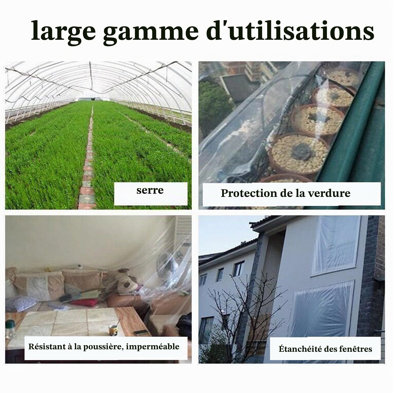 Film de serre polyéthylène 850 g 2 m x 4 m Extra épais Résistant déchirure