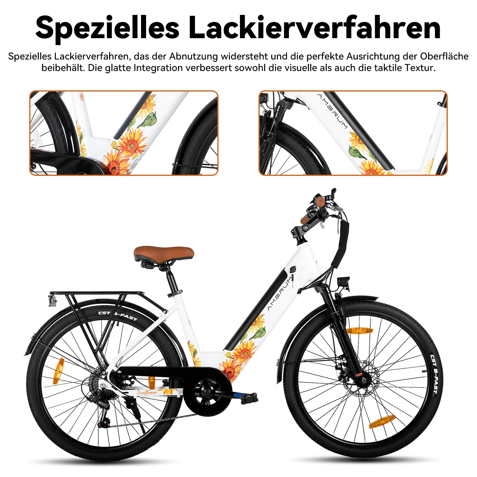 HILAND Bicicletta Elettrica 26 Pollici, E-Bike City Bike 7 Velocità con Motore 250W, Freni a Disco, Batteria 7,8Ah/10,4Ah, Bicicletta Elettrica Uomo Donna per Città e Pendolarismo