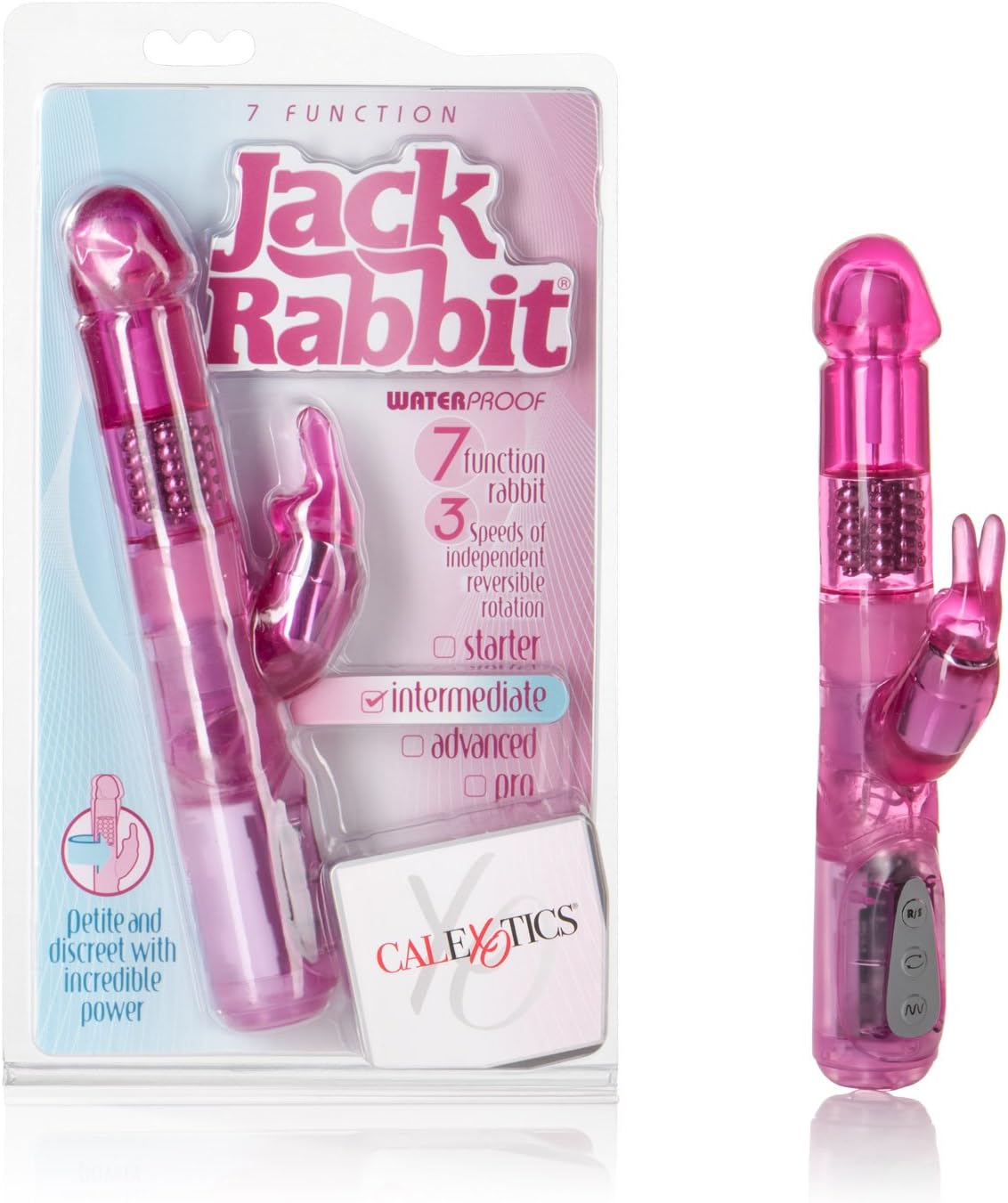CalExotics 7-Function Jack Rabbit Vibrator With Rotating Shaft - Waterproof Vibe Sex Toys for Couples - Adult Hands Free G Spot Massager - Pink