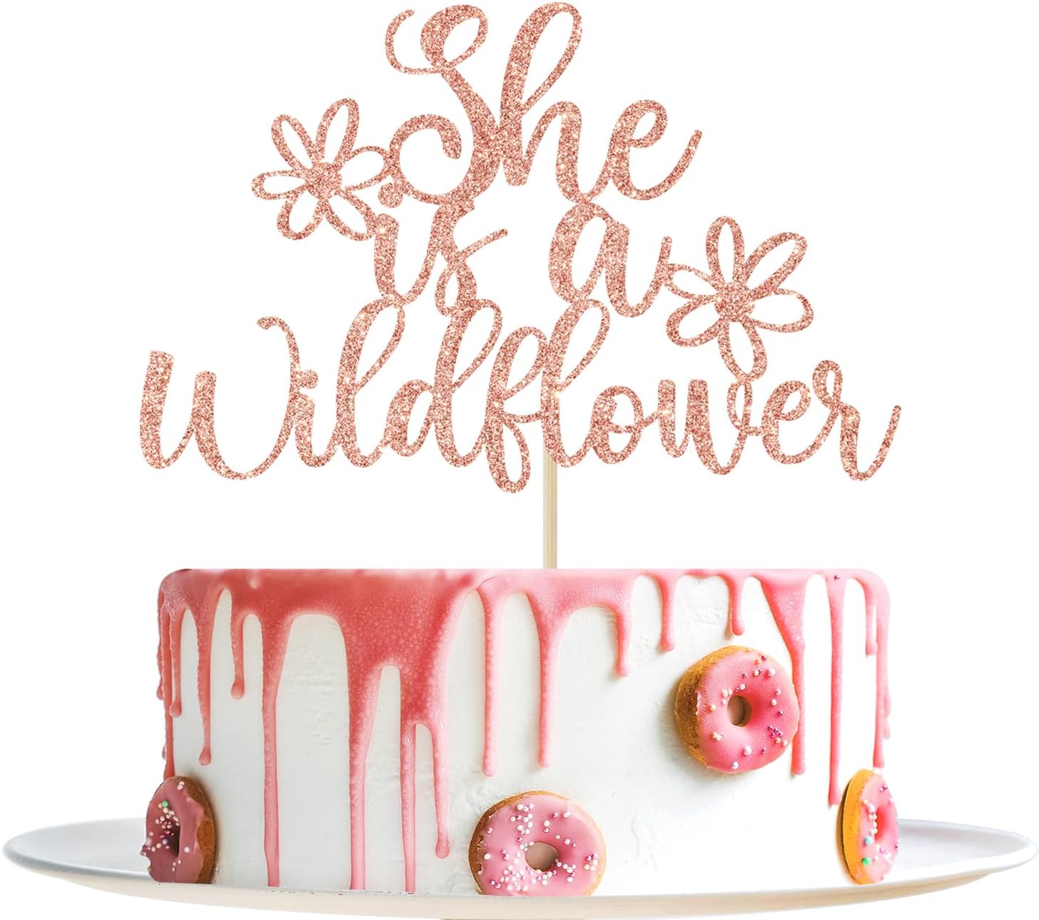 She is a Wildflower Cake Topper, Flower Baby Shower Decorations, Sweet Baby Girl, Floral Theme Baby Shower Birthday Party Decorations, Rose Gold Glitter