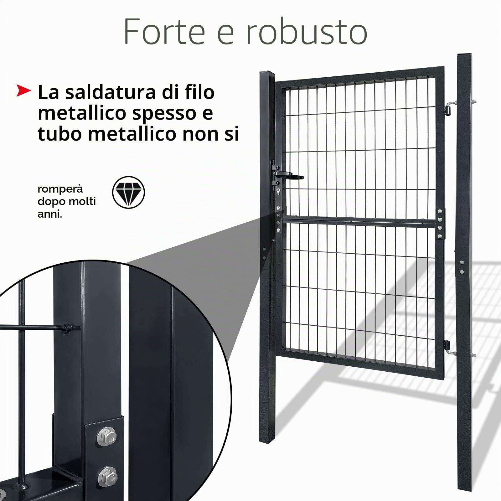 Aufun Cancello da giardino con serratura - Porta di recinzione, 125 x 100 cm, nero