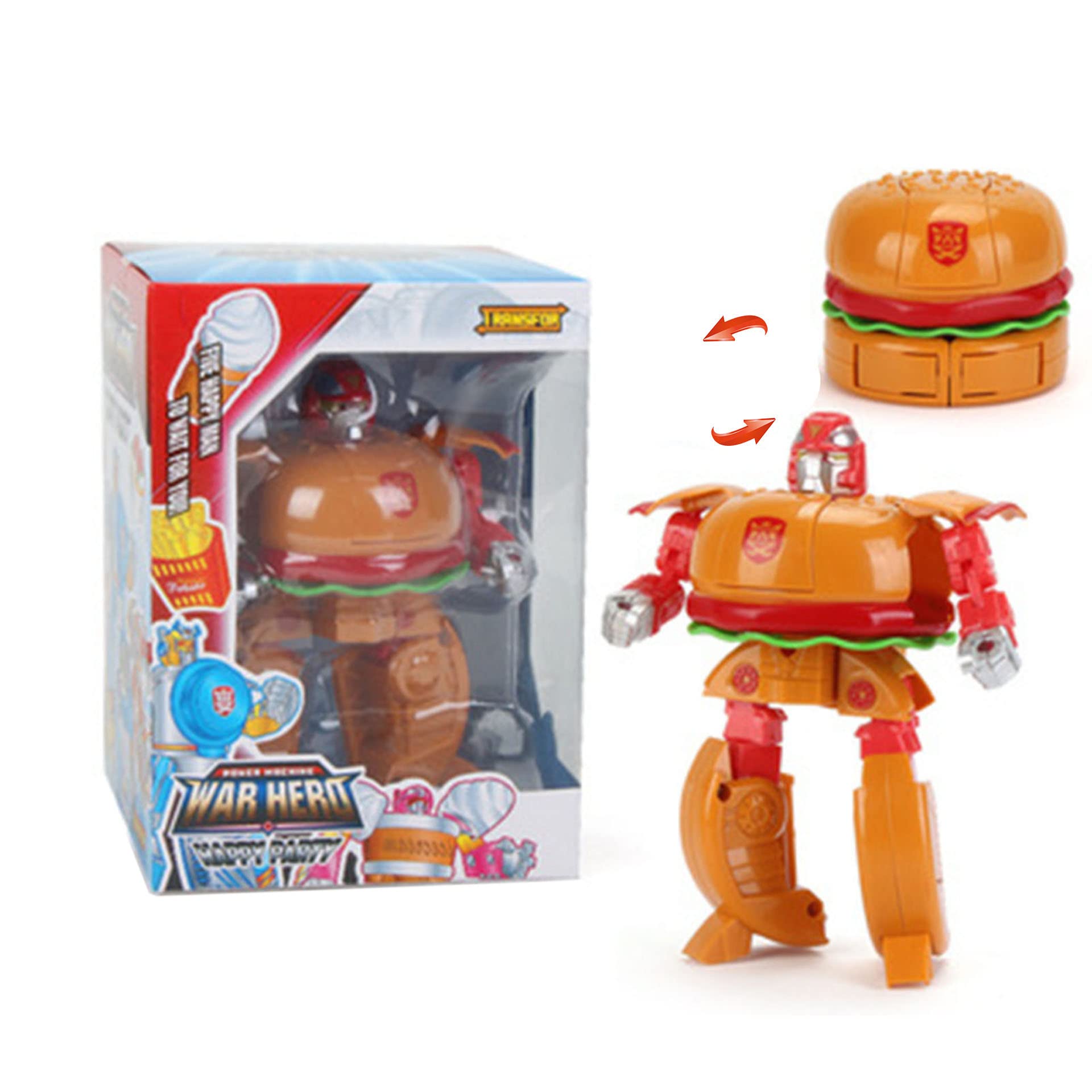 Tiydiygo DIY Food Deformable Robot Toys,Transformer Hamburger French Fries Yogurt Cakes Ice Cream Transformer Cube Early Educational Brain Blocks Toys for Adult Kids (Hamburger), Multicolor, One size