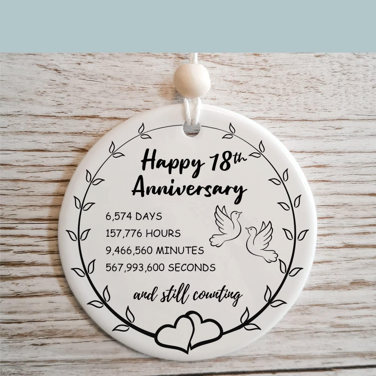 18 Year for Her or Him, 18th Wedding for Wife or Husband, Porcelain Anniversary