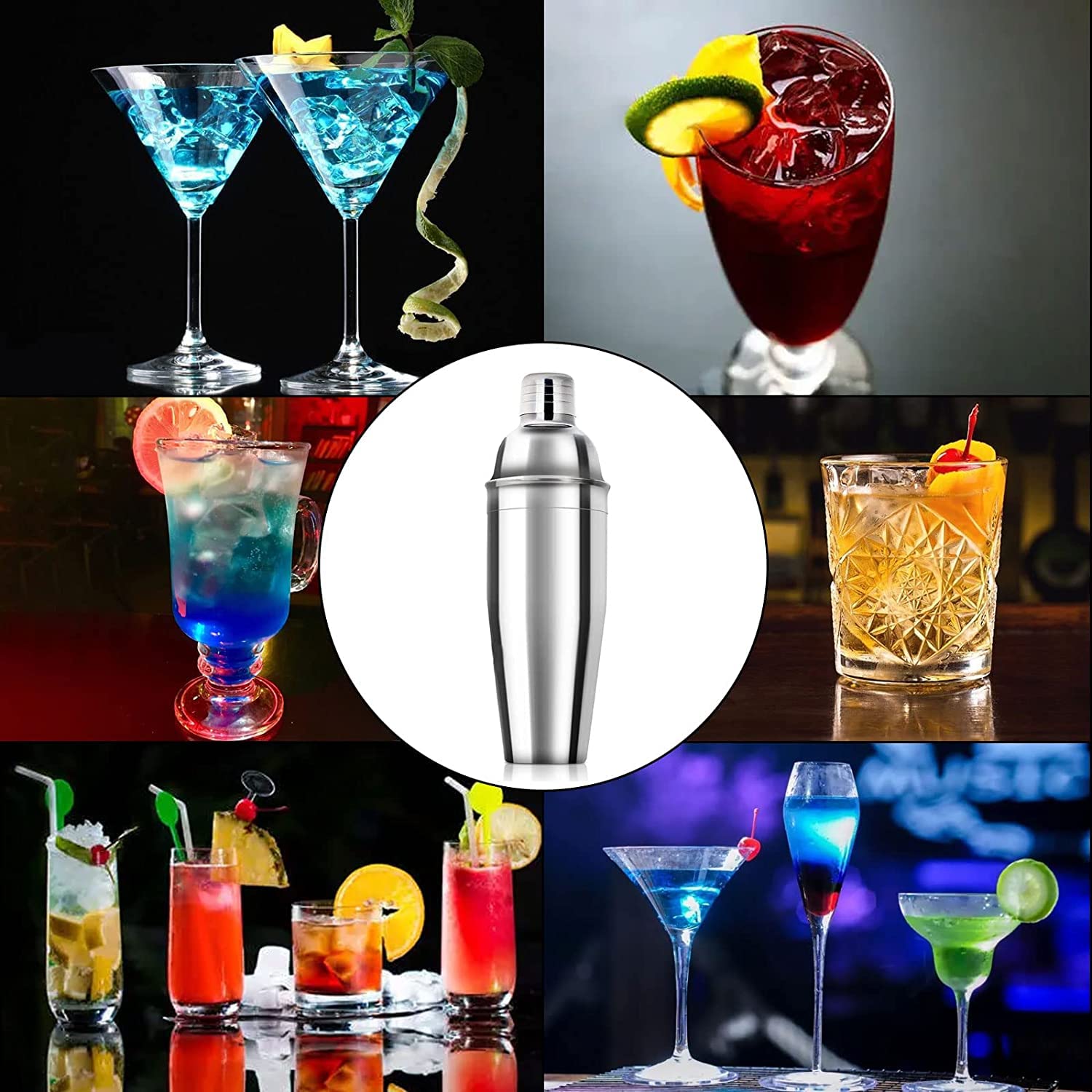 10 Piezas Coctelera Coctéles Juego, Juego de Coctelera Profesional Premium con Accesorios INOX Kit Profesional para Barman, Kit Premium de Barman para Hogar, Bares, Viajes