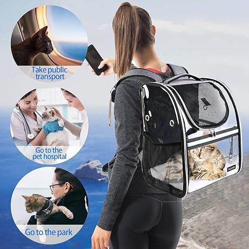 Miniatura 7 de BAGLHER Mochila transportadora para gatos, aprobada por aerolíneas, con almohadilla de forro polar para cachorros y animales pequeños
