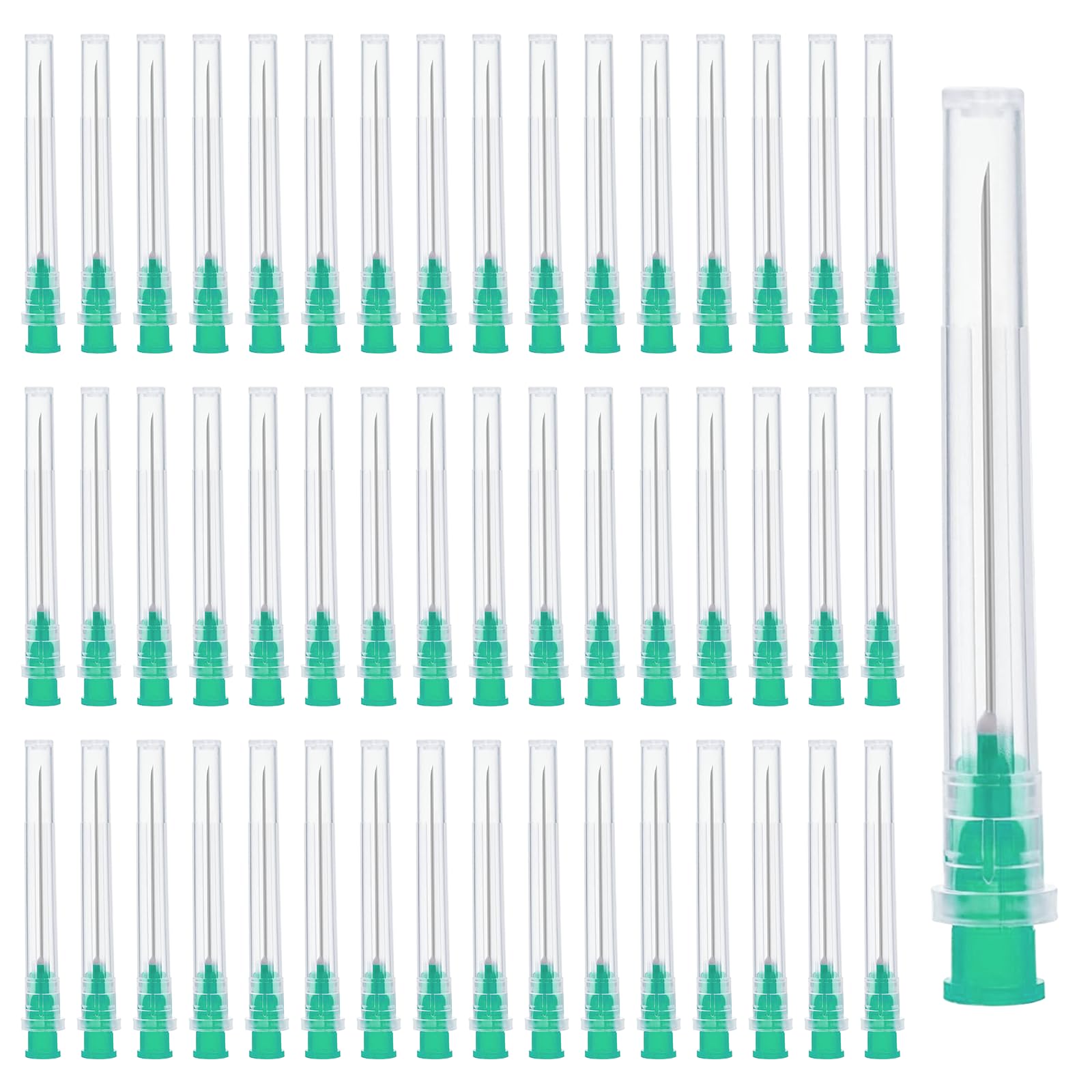 150 tubos de recambio de acero inoxidable, 21 g, 0,8 – 38 mm, envasados individualmente para rellenar tintas, líquidos, pegamento industrial, hobby (verde)
