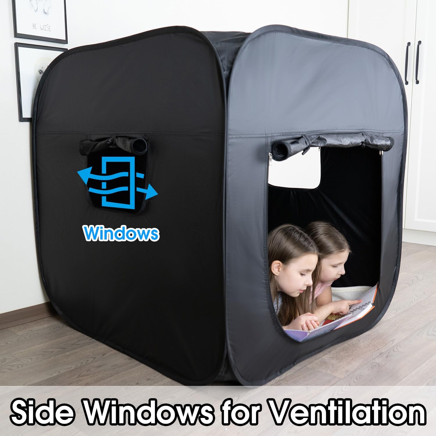 Sensory Tent for Kids(Size 40x40x40in) - Blackout Pop-up Play Tent for Children with Autism, ADHD, SPD - Calming Hideout Sensory Corner with Additional Windows