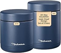 Vista 1 de Juego de tarros de alimentos aislados de acero inoxidable (16 onzas + 12 onzas) de boca ancha, recipientes de almuerzo aislados, recipiente