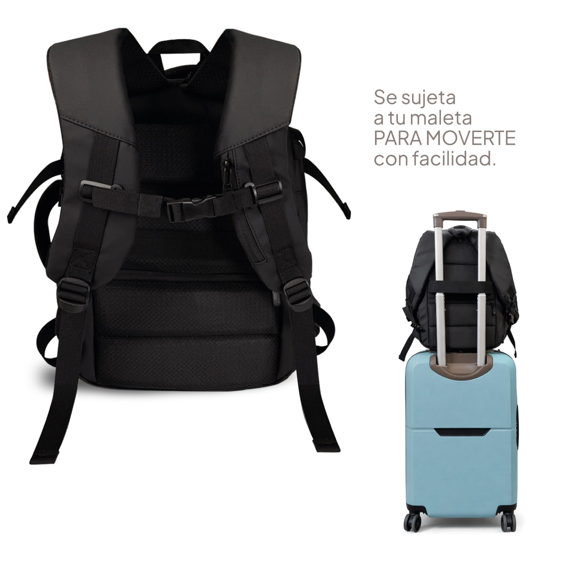 OcioDual Mochila Viaje Cabina Avion 40x30x20 Equipaje de Mano Expandible de 17-20 cm